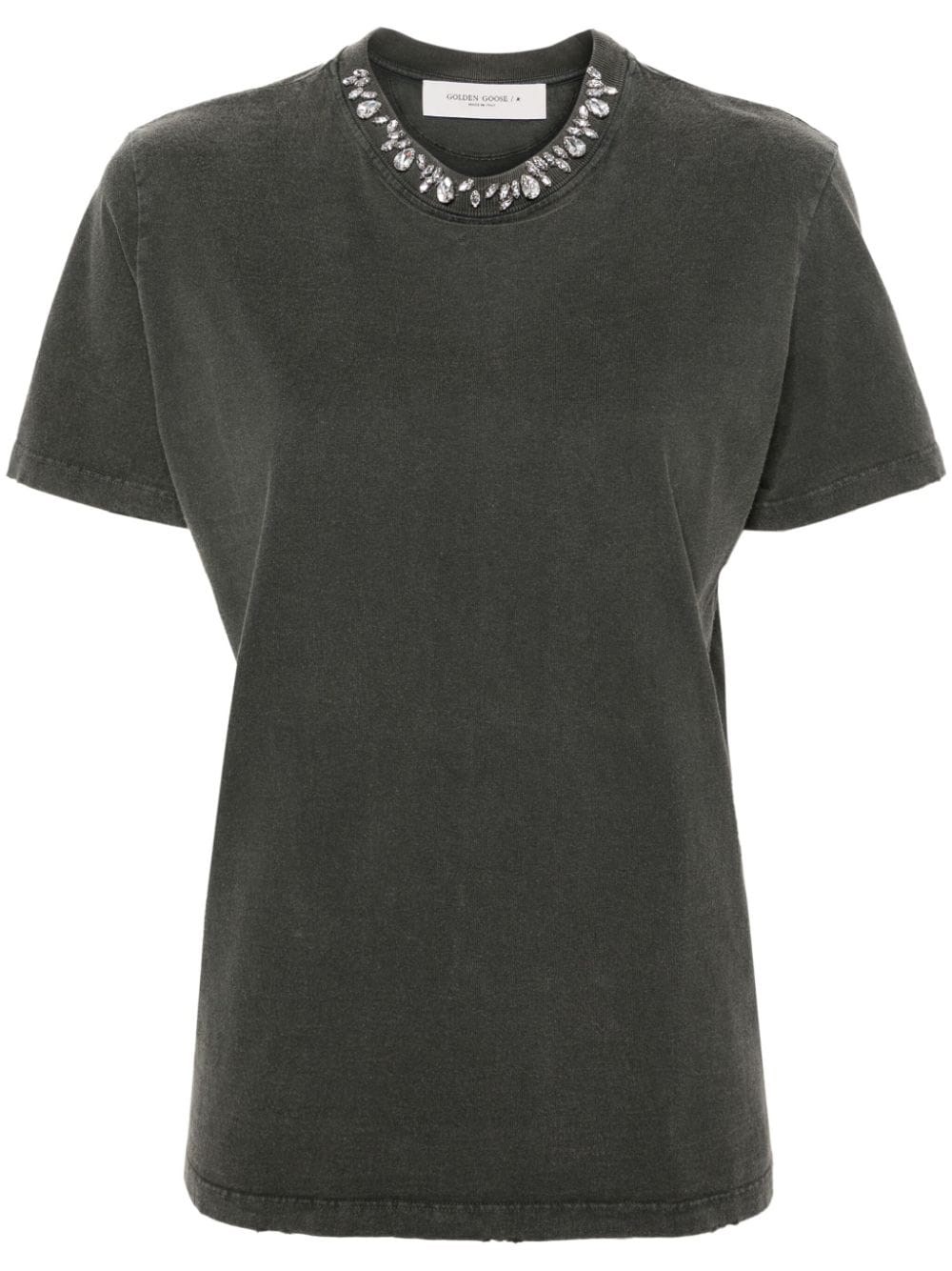 Embroidered Cotton T-Shirt - Golden Goose - Modalova
