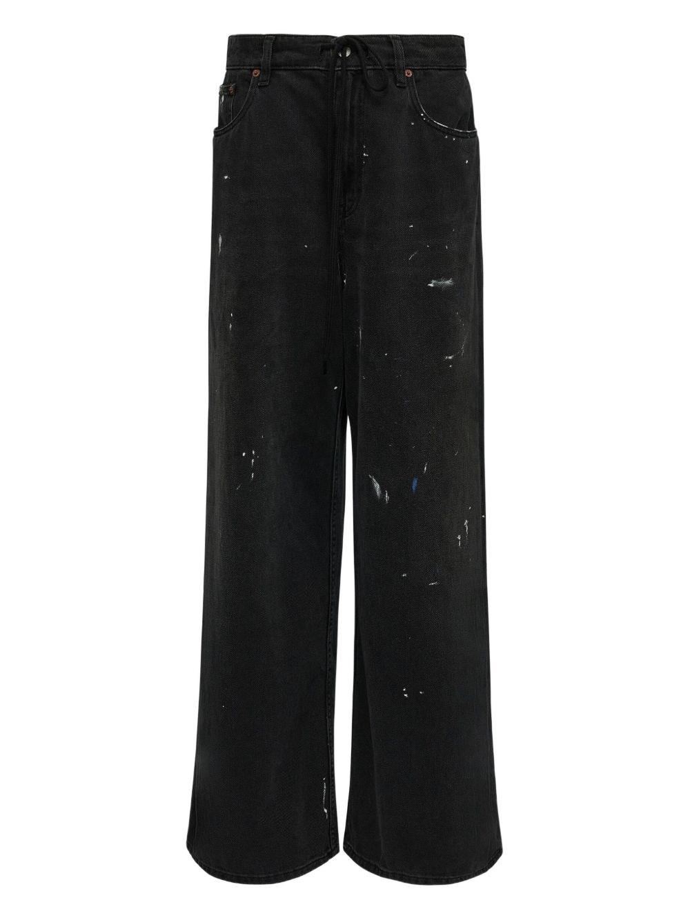 Mm6 Maison Margiela Loose Fit Denim Cotton Trousers In Black