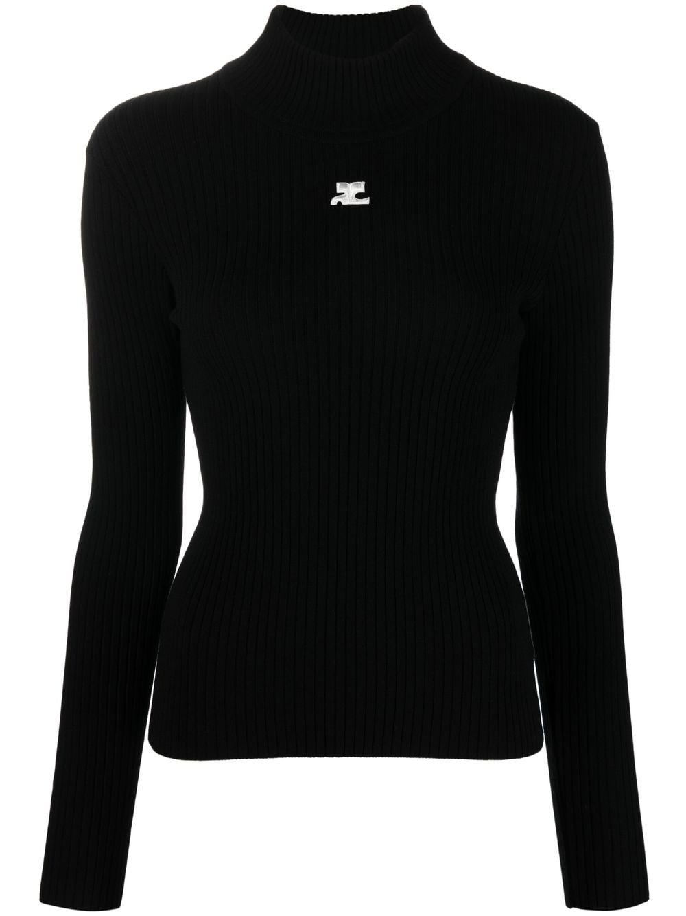 Courrèges Reedition Ribbed Sweater In Black