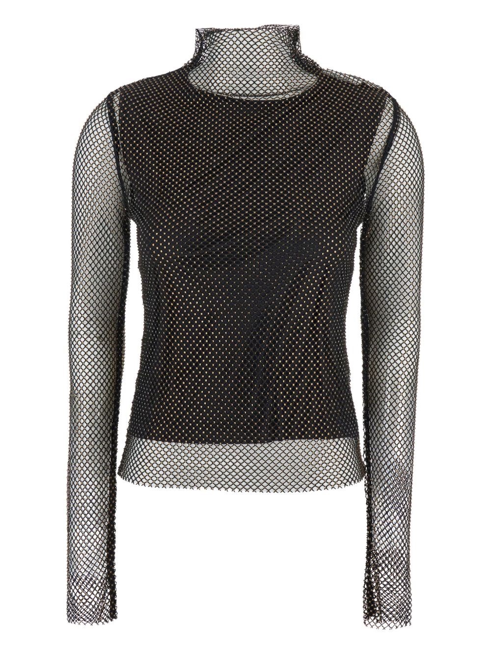 Sportmax Sheer Mesh Overlay Crewneck Knitwear In Black