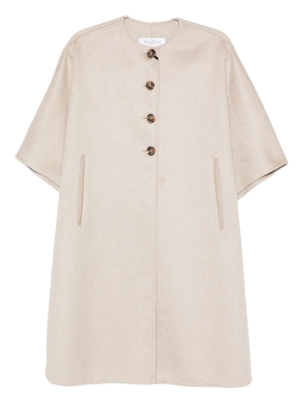 Max Mara Button-fastening Cashmere Cape Coat In Gray