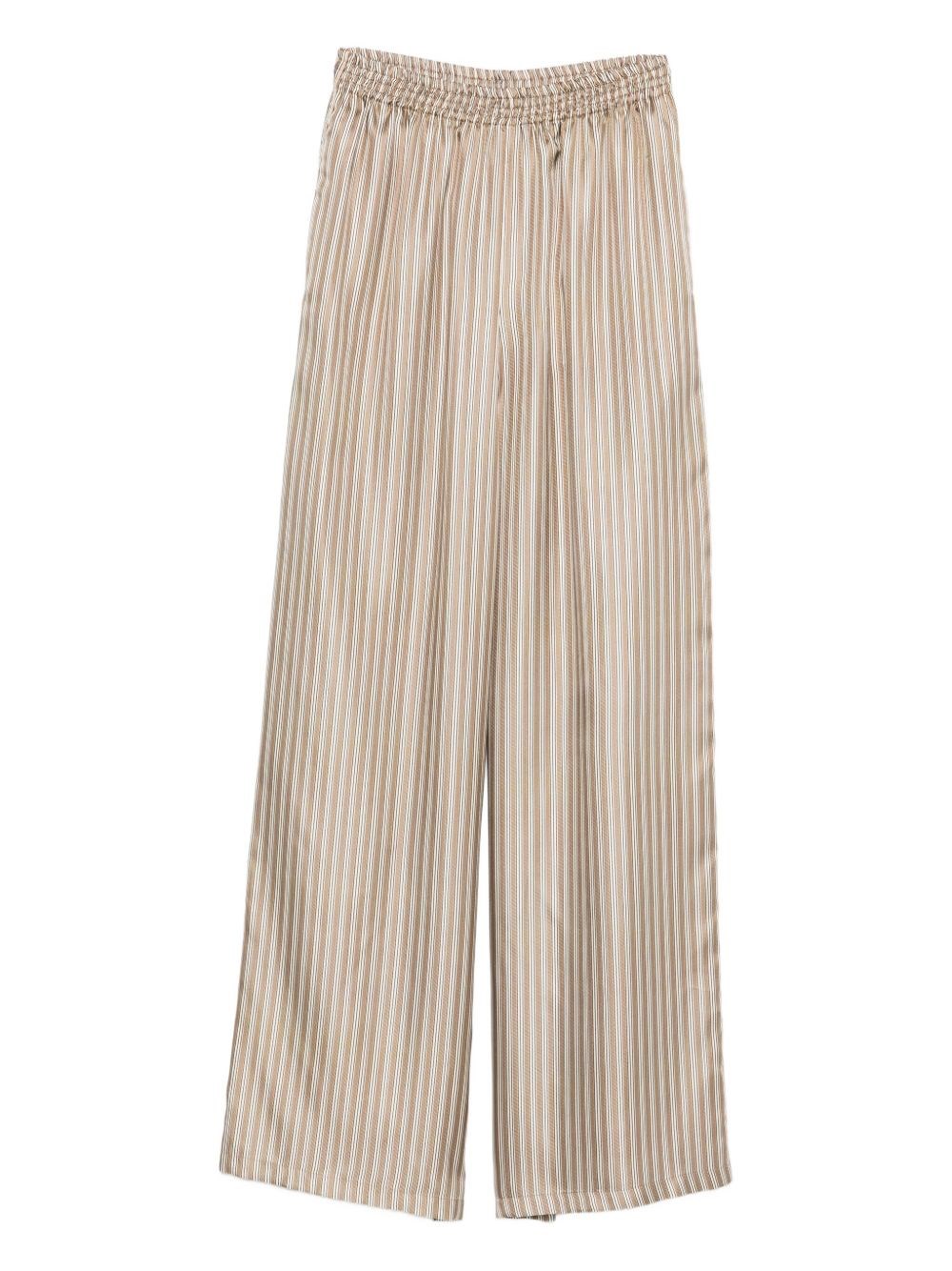 Max Mara Ladino Striped Silk Twill Pants Trousers Multicolor In Brown