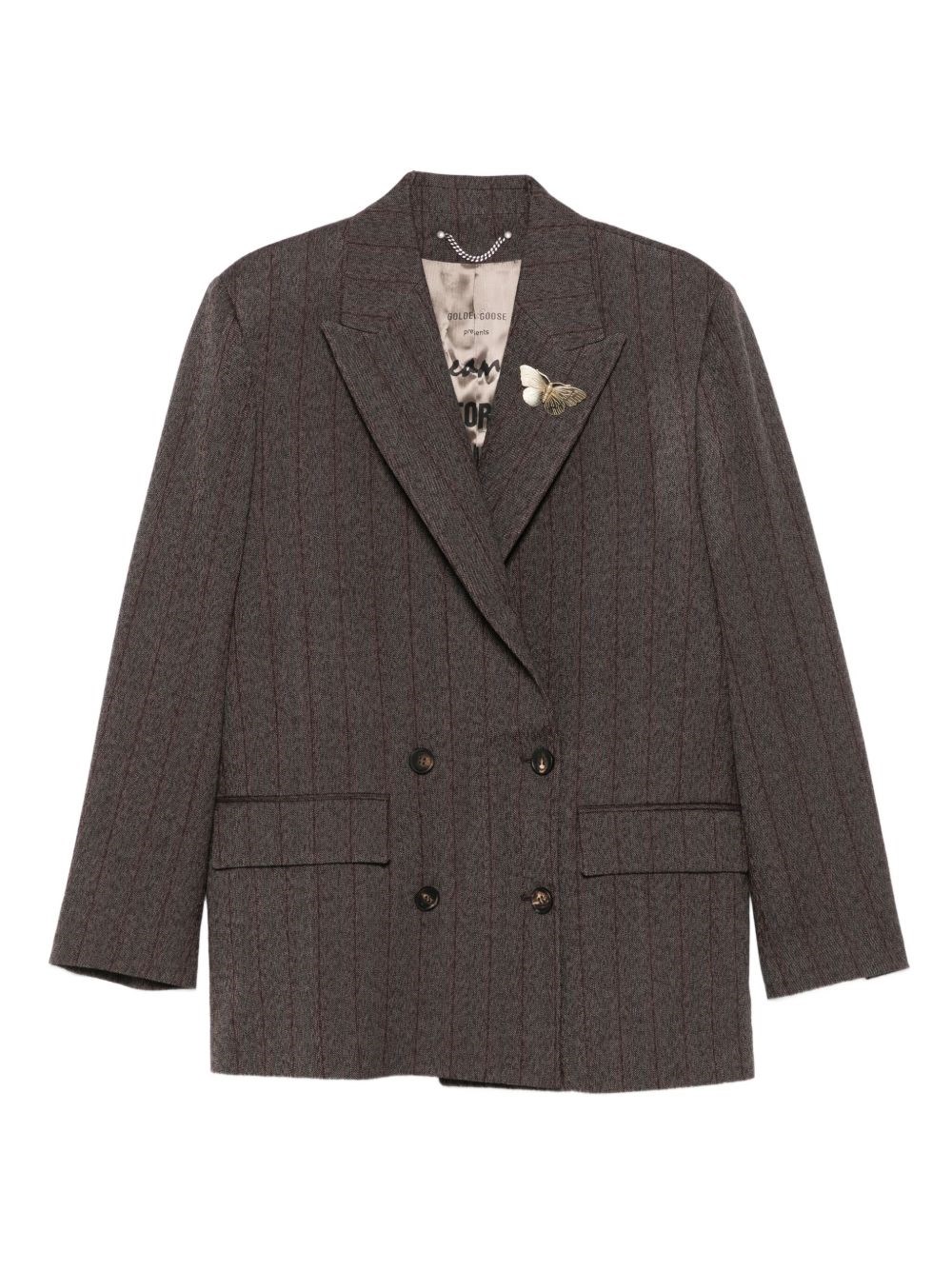 Golden Goose Double-breasted Wool Jacket Featuring Embellishments In Multi