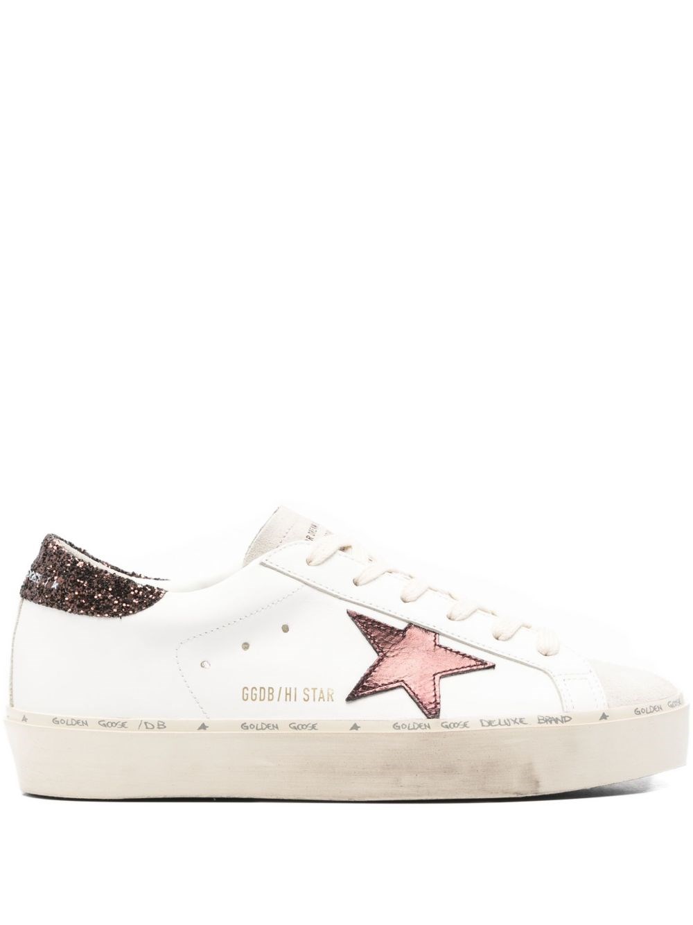 Golden Goose Women's Hi Star In White Nappa With Leather Star And Heel Tab In Multi