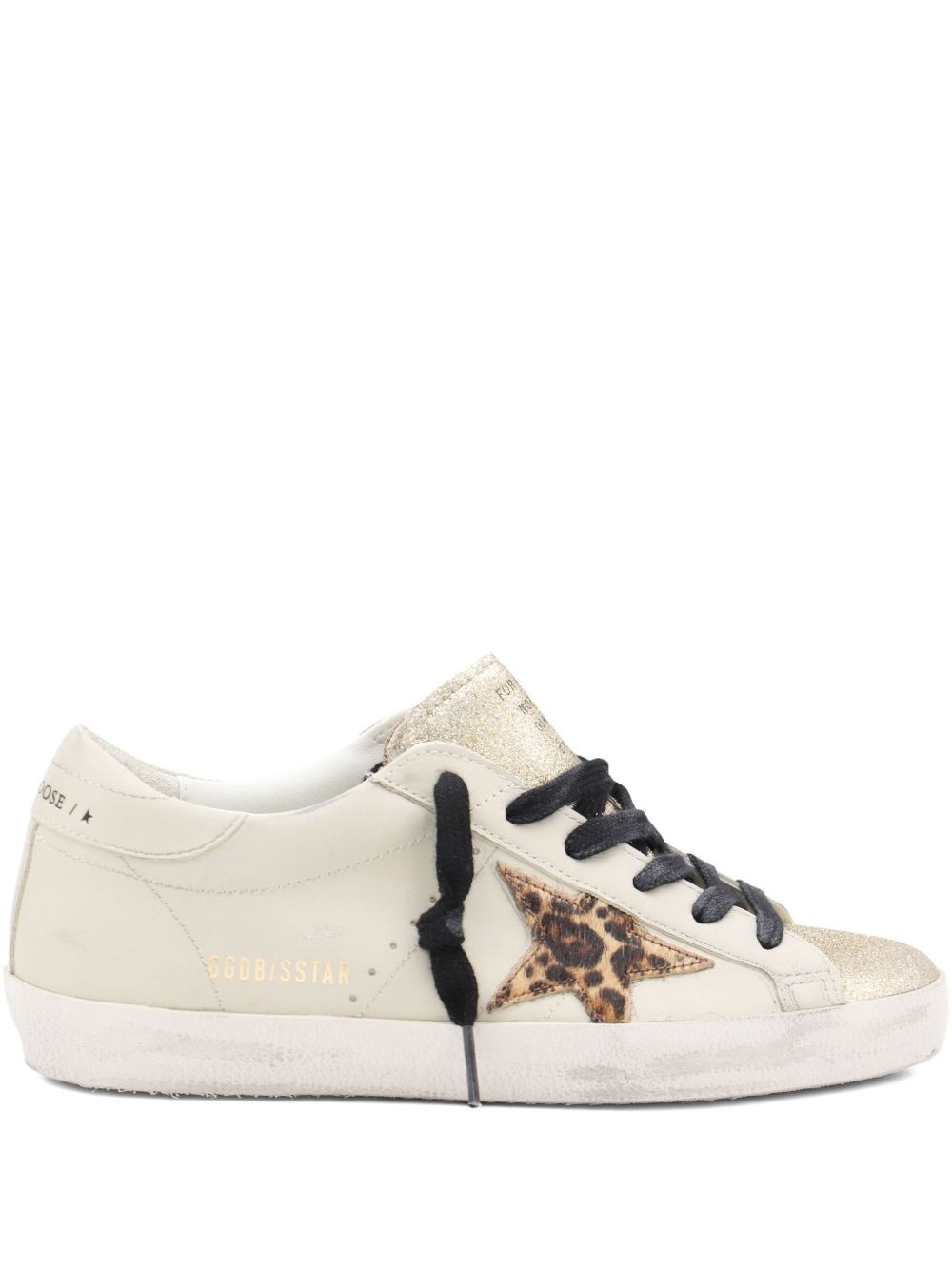 Golden Goose Women Super Star Leather Upper Glitter Toe And Tongue Leather Heel Leopard Horsy Star In Neutral