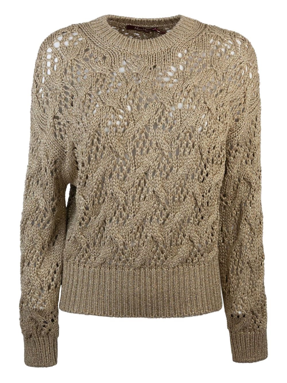 Max Mara Open-knit Crewneck Sweater In Sand