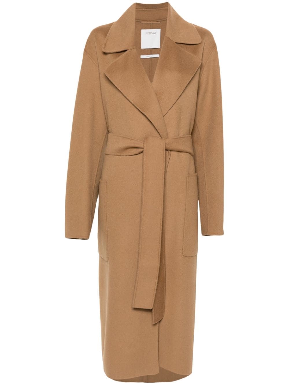 Sportmax Poison Coat With Belt Clothing In Sand