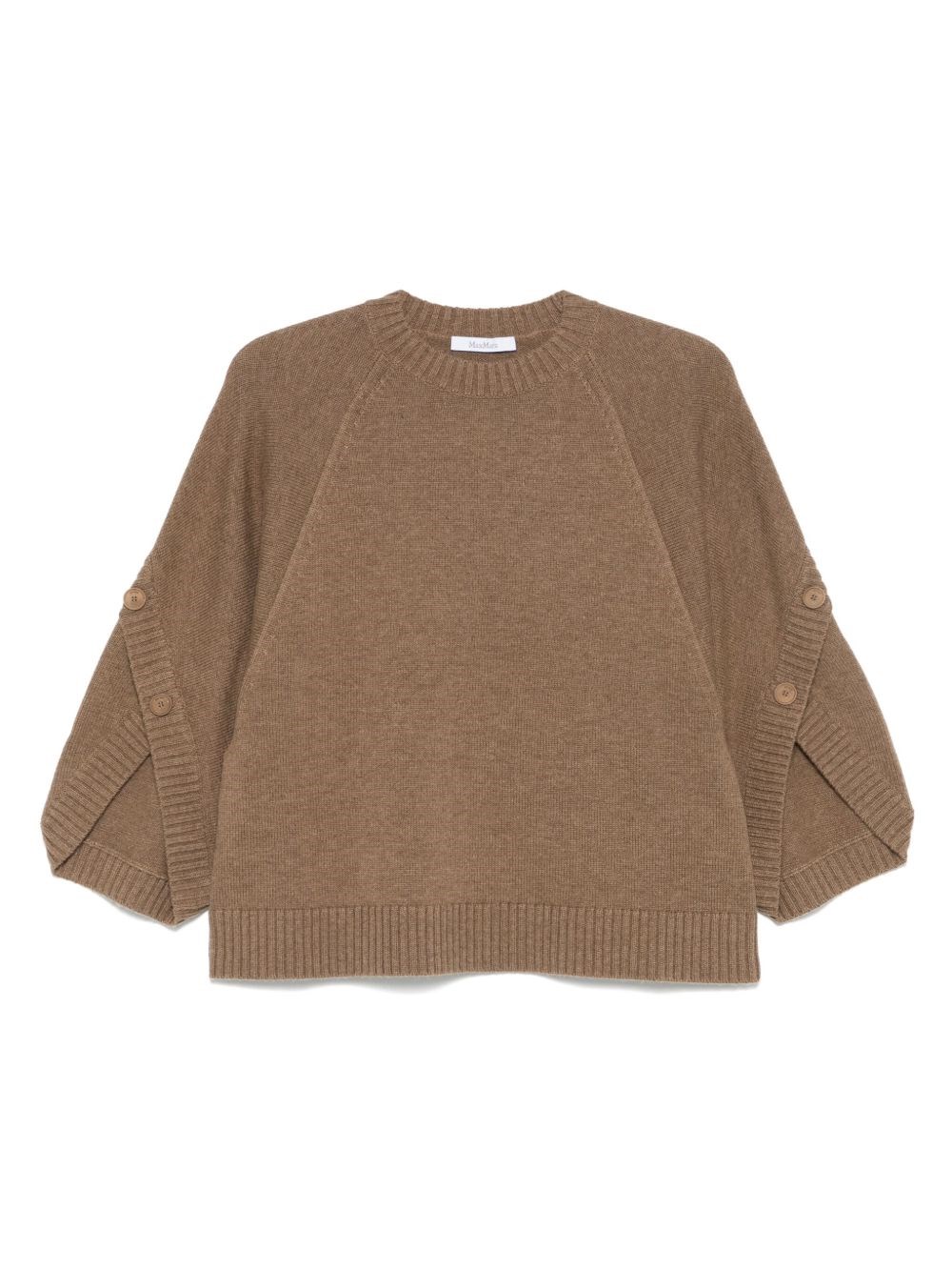 Max Mara Knitwear With Button Detail And Raglan Sleeves In Brown