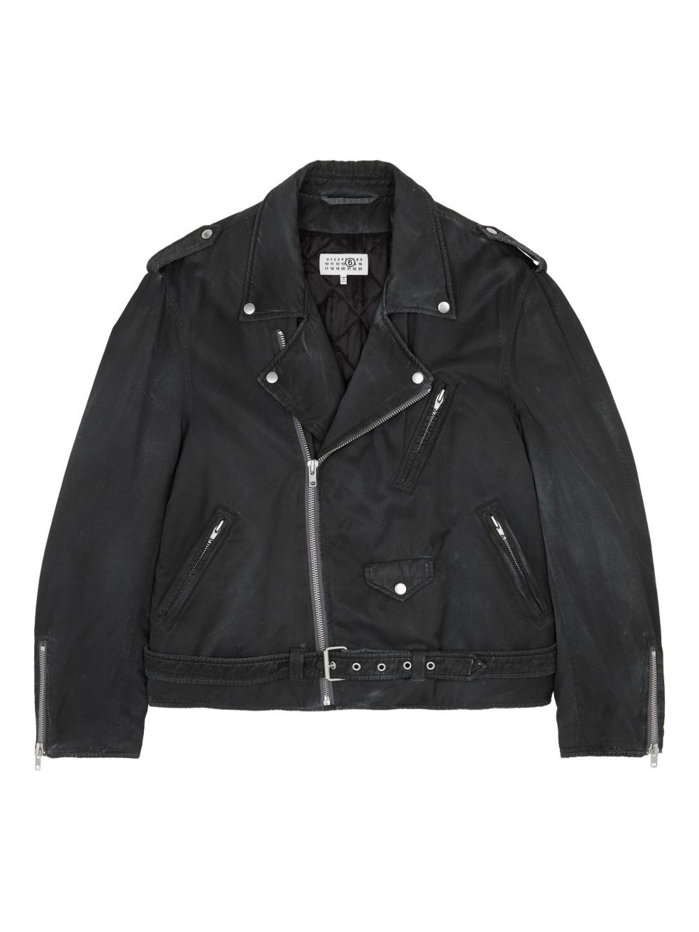 Mm6 Maison Margiela Men's Washed-effect Biker Jacket In Black
