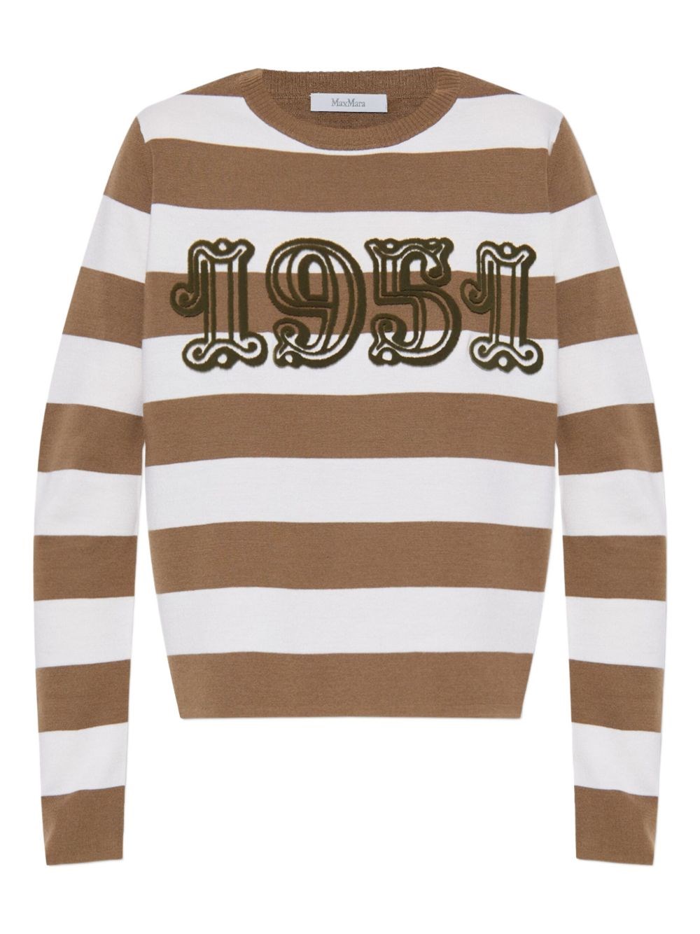 Max Mara Sleeveless Crew Neck Top With Embroidered Detail In Brown