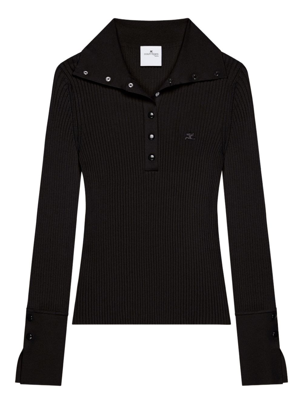 Courrèges Geripptes Poloshirt In Black