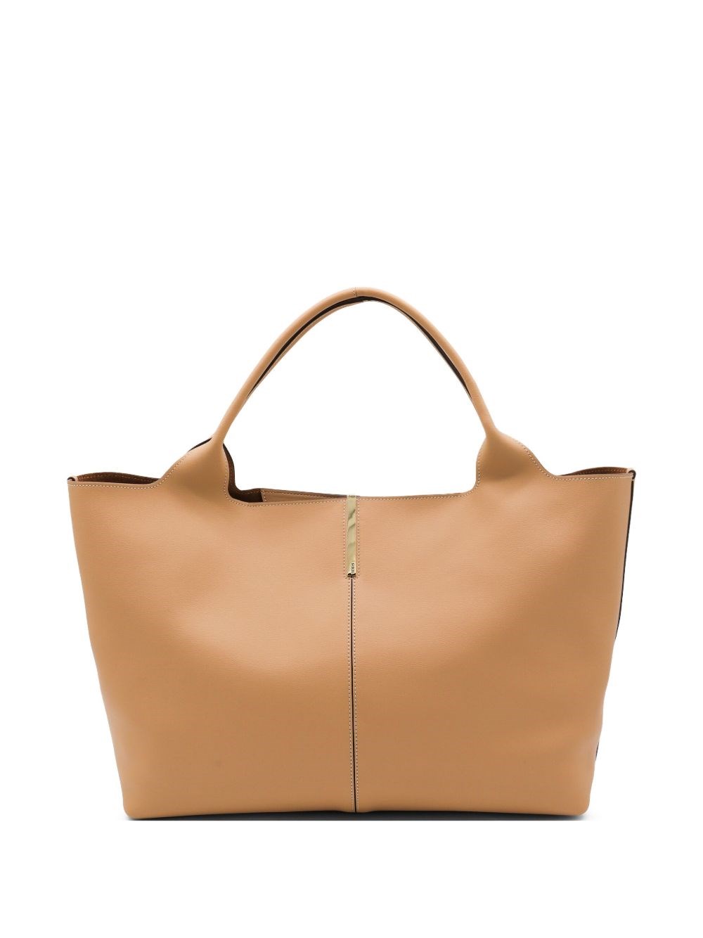 Tod's Beige Tote Bag With Two Top Handles And Logo Plaque On The Front In Leather Woman In Sand