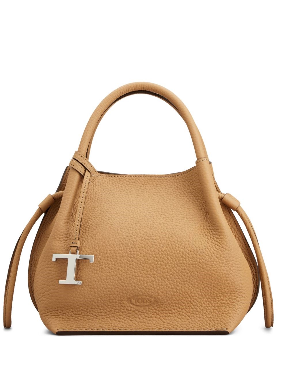 Tod's Leather Textured Tote Bag With Adjustable Strap In Sand