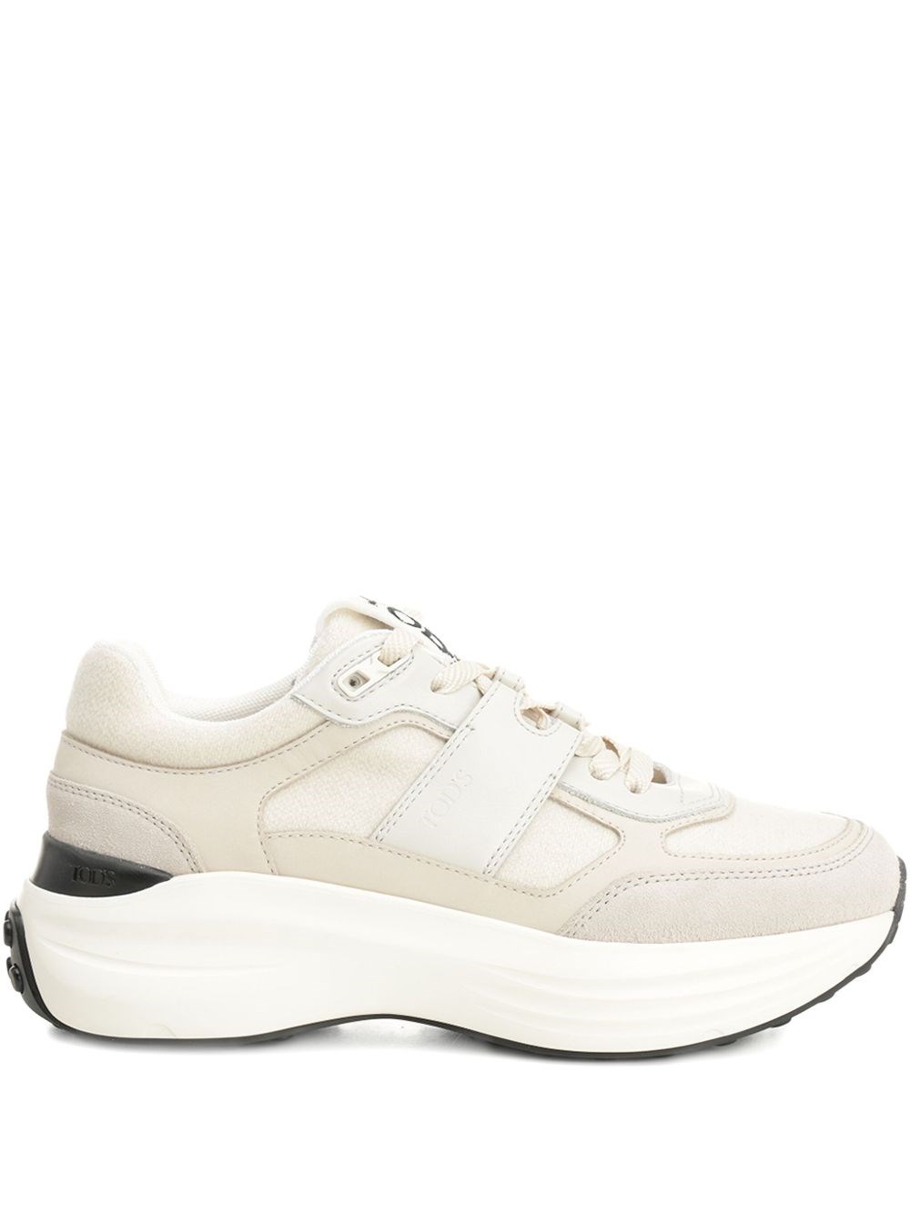 Tod's Sneakers In Leather And Fabric In Neutral