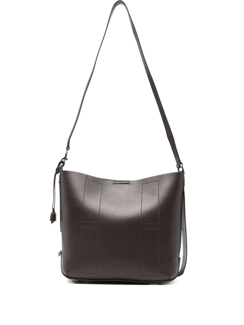 Hogan Small Leather Hobo Bag With Adjustable Strap In Brown