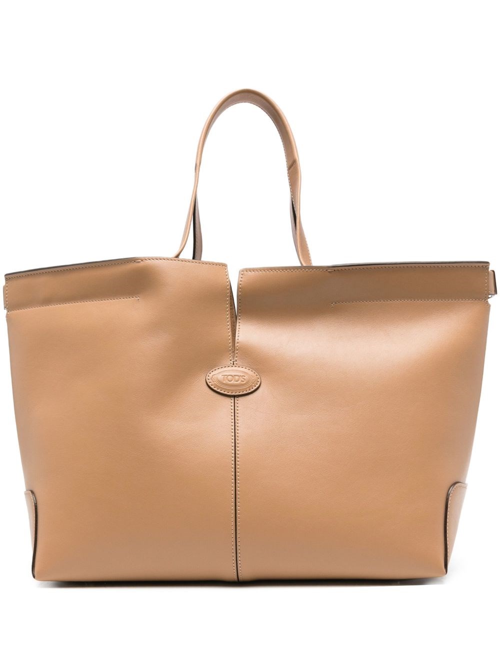 Tod's Di Bag Folio Leather Shopping Bag In Sand