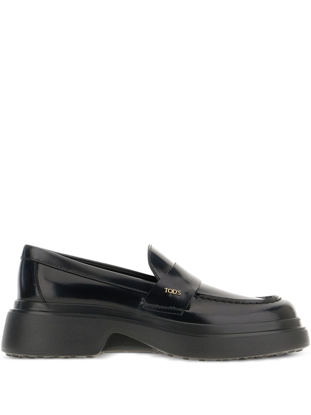 Tod's Leather Loafers With Chunky Sole And Glossy Finish In Black