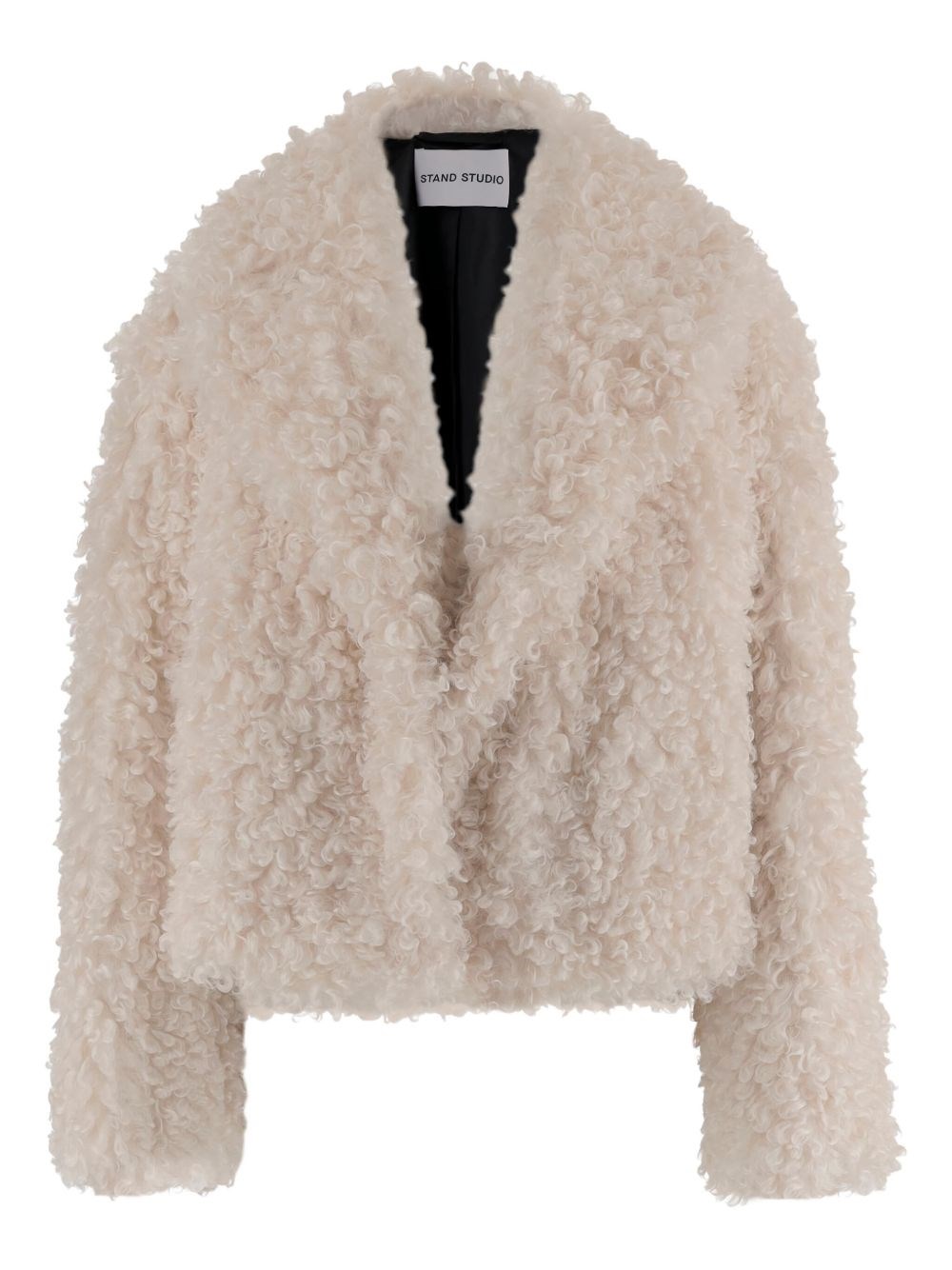 Stand Studio Samara Furry Fake Fur Jacket In Neutral