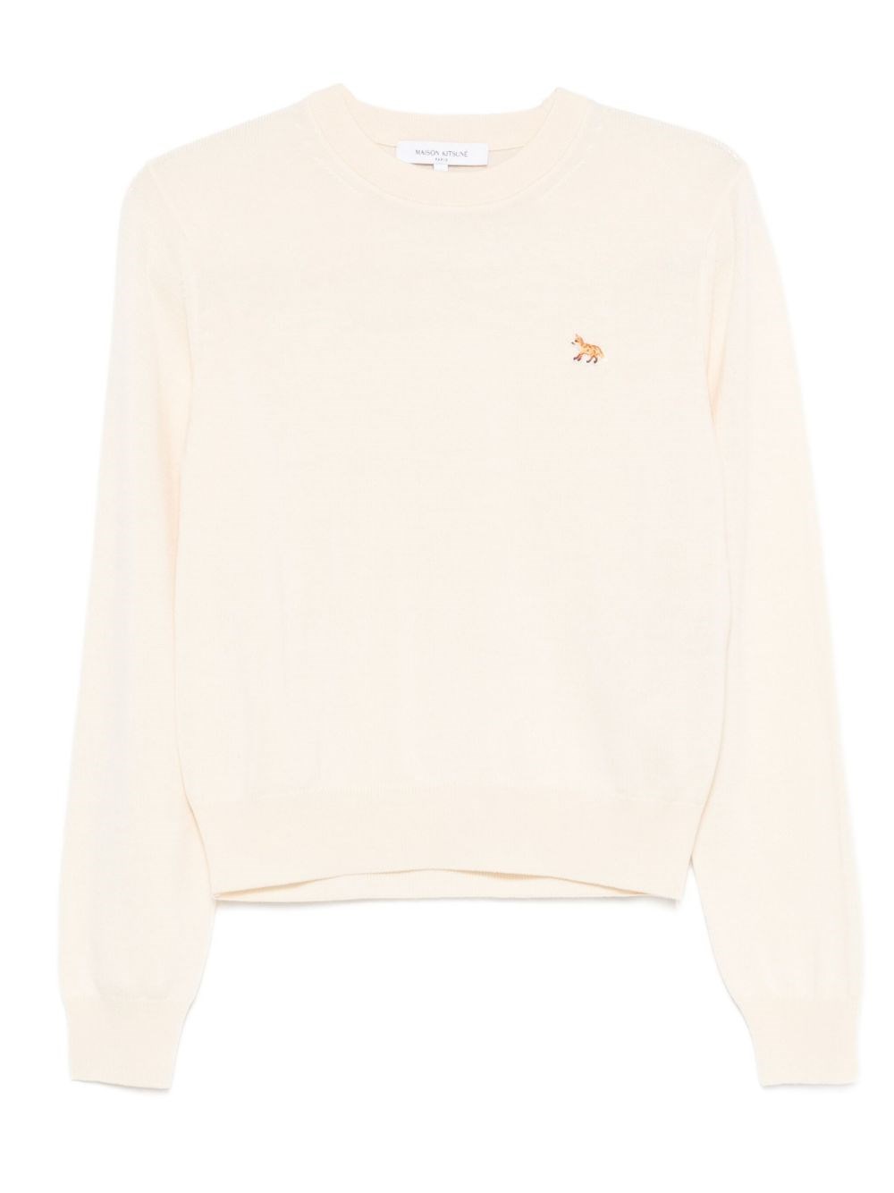 Maison Kitsuné Baby Fox Embroidered Merino-wool Sweater In Pink