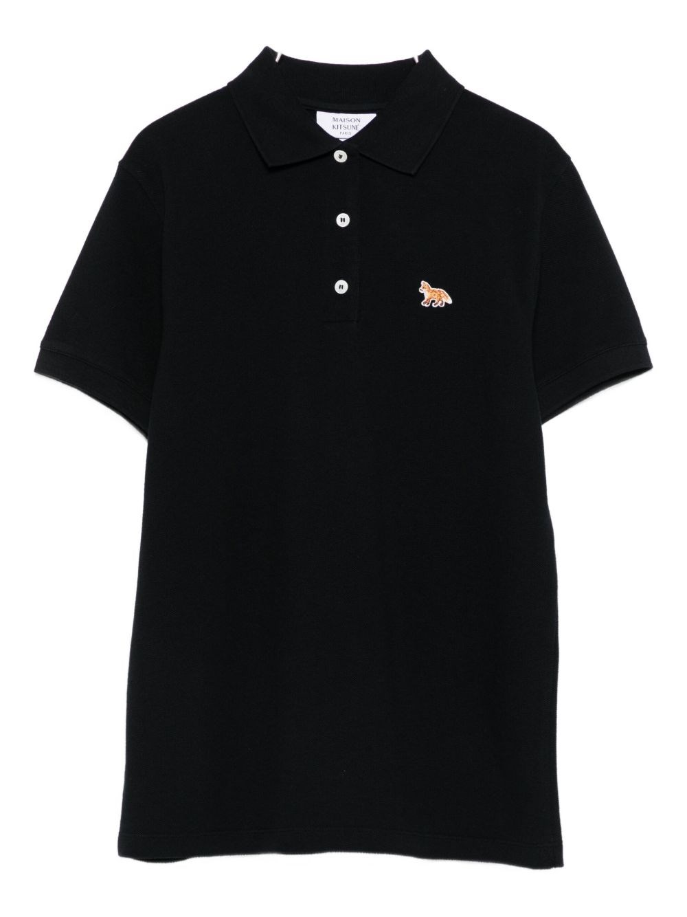 Maison Kitsuné Fox-embroidered Polo Shirt In Black