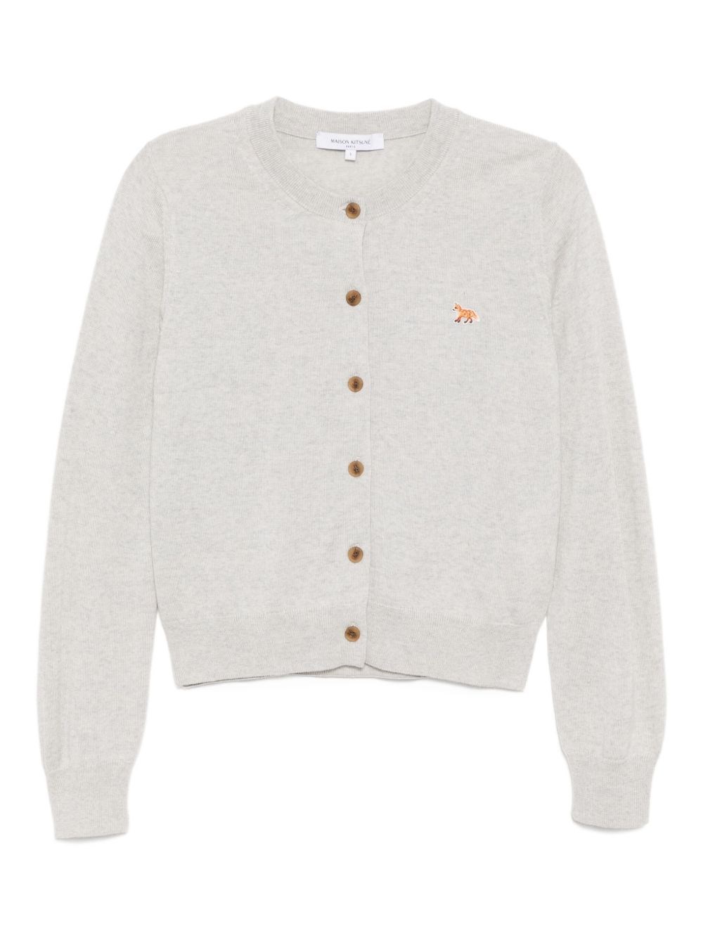 Maison Kitsuné Baby Fox Patch Cardigan In Gray