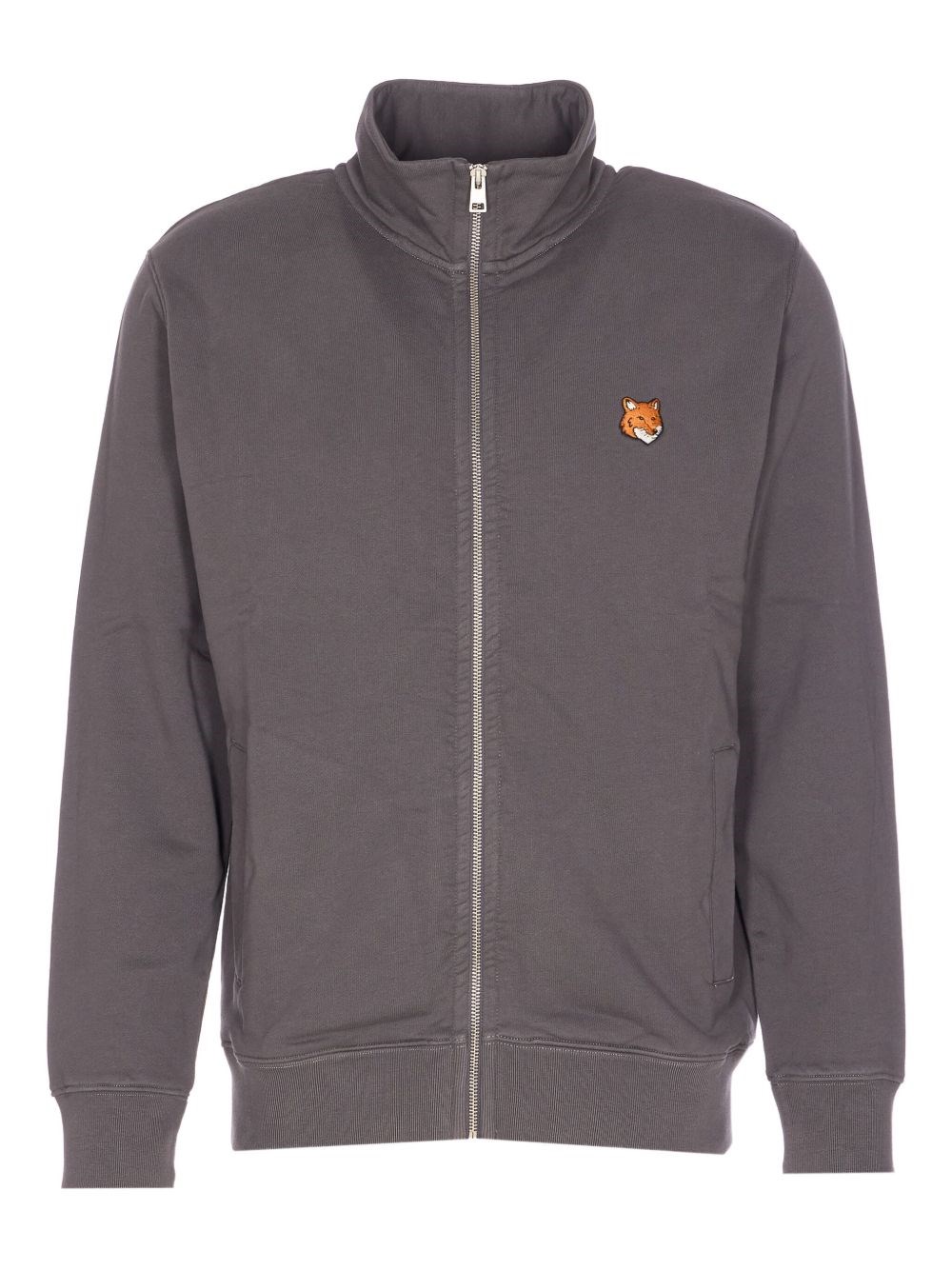 Maison Kitsuné Fox Head Zipped Regular Sweatshirt In Gray