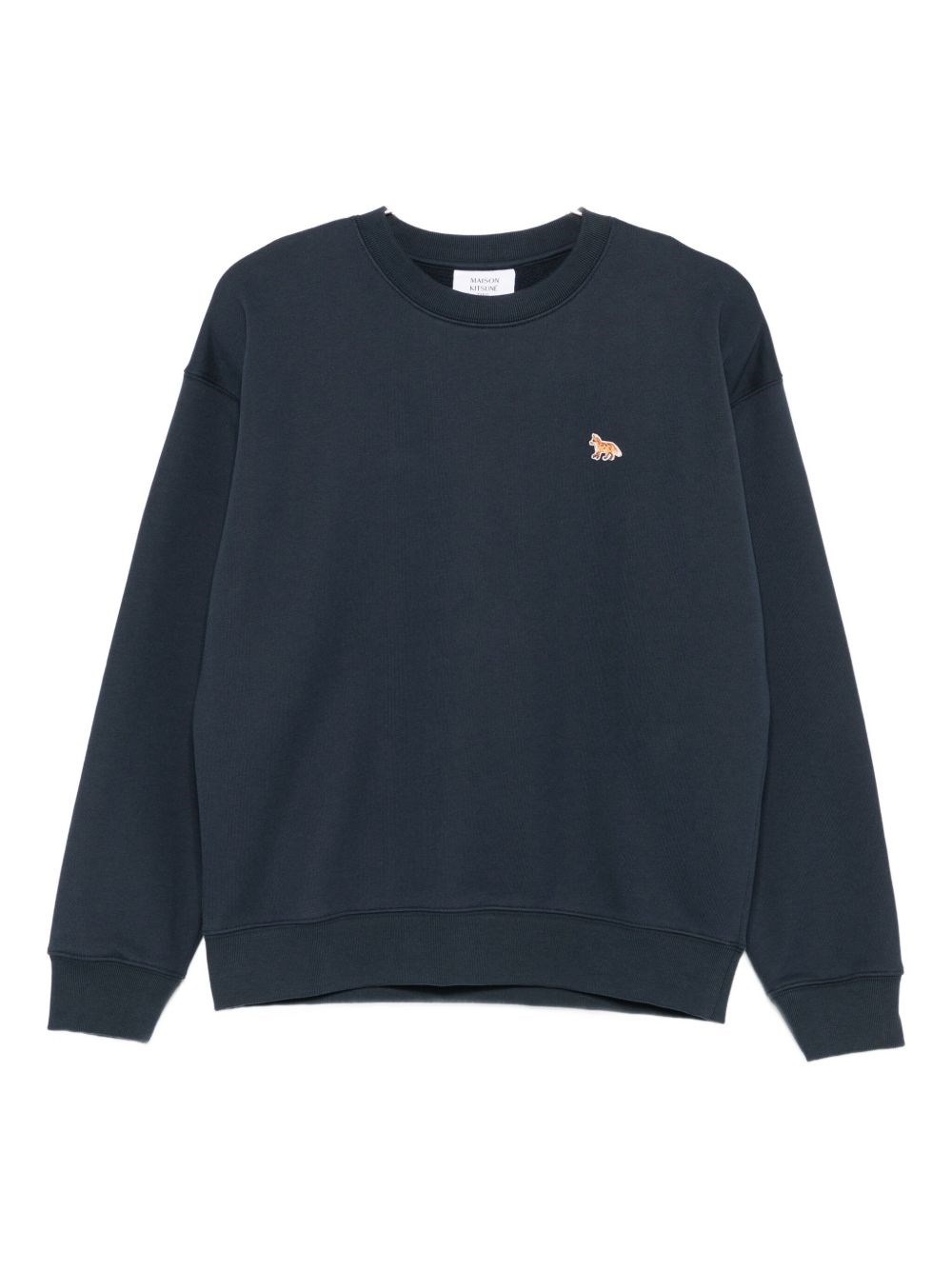 Maison Kitsuné Cotton Sweatshirt With Embroidered Fox Detail In Black