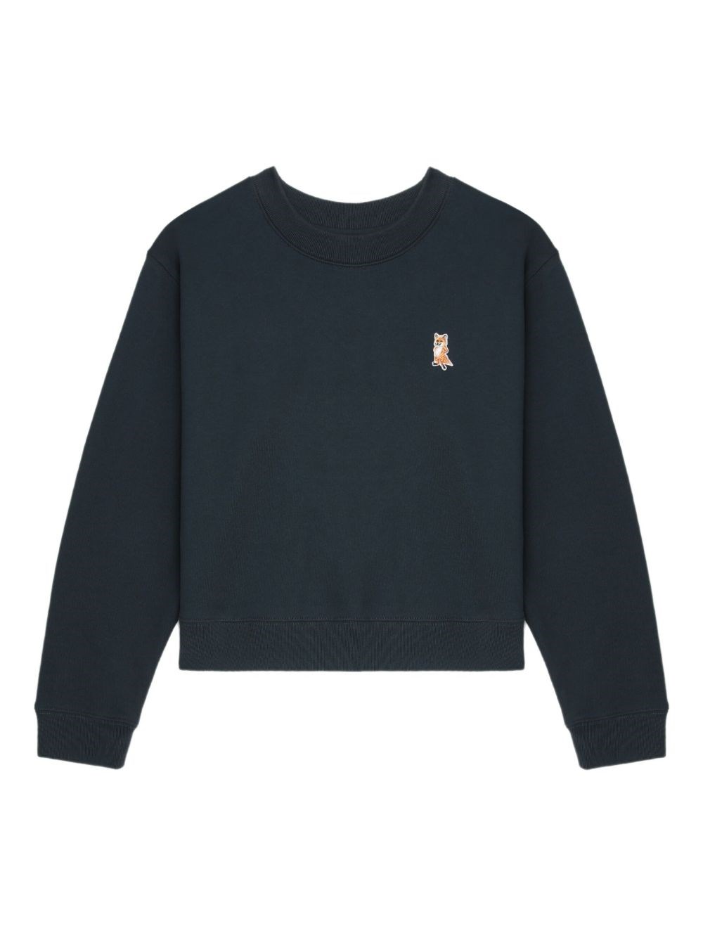 Maison Kitsuné Cropped Sweatshirt With Crew Neck And Long Sleeves In Blue
