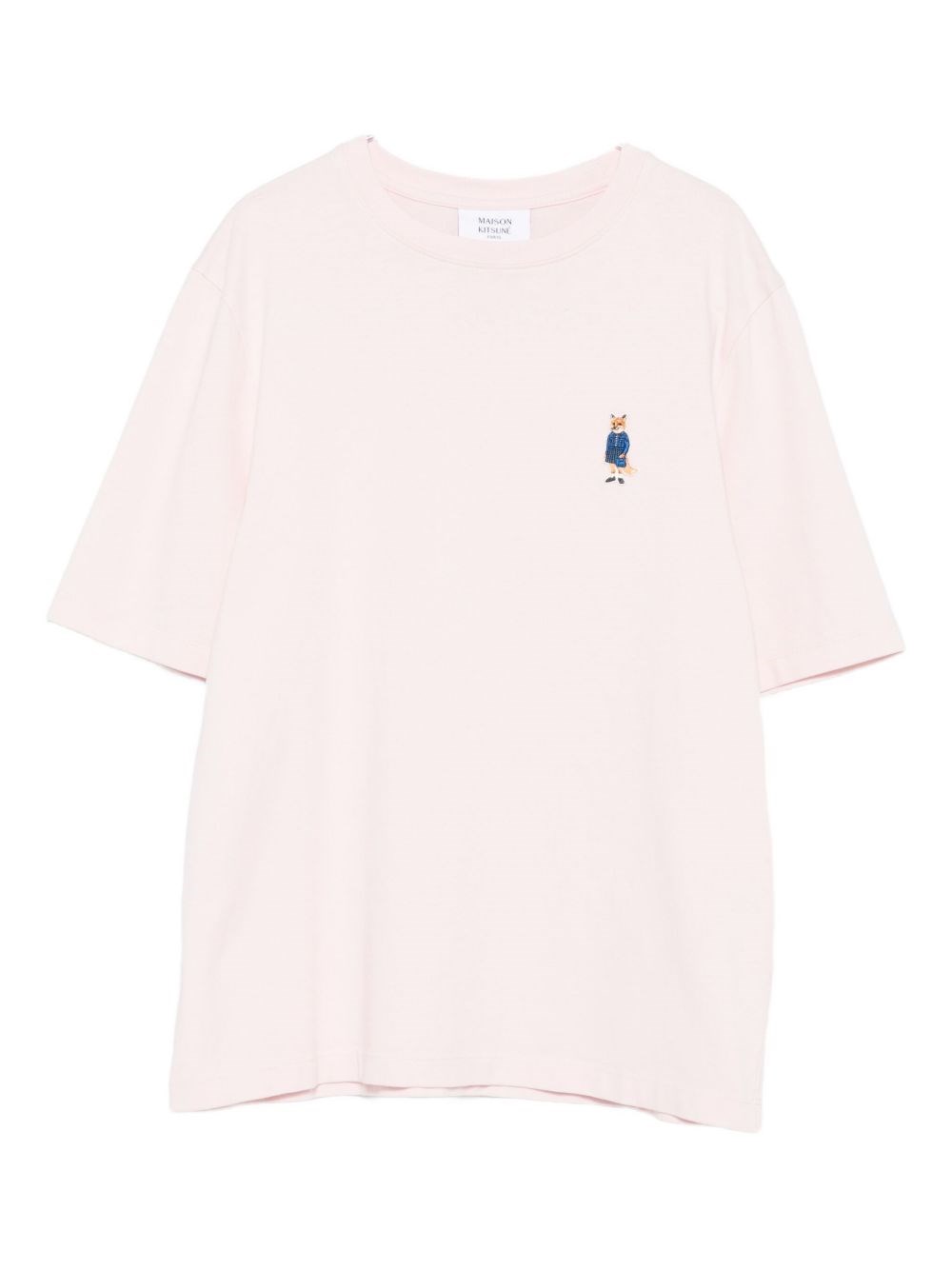 Maison Kitsuné Cotton T-shirt With Fox Embroidery In Pink