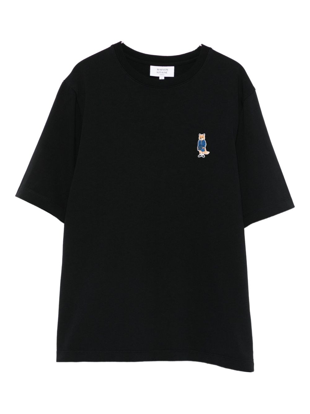 Maison Kitsuné Black T-shirt With Fox Head Patch In Cotton Woman In Multi