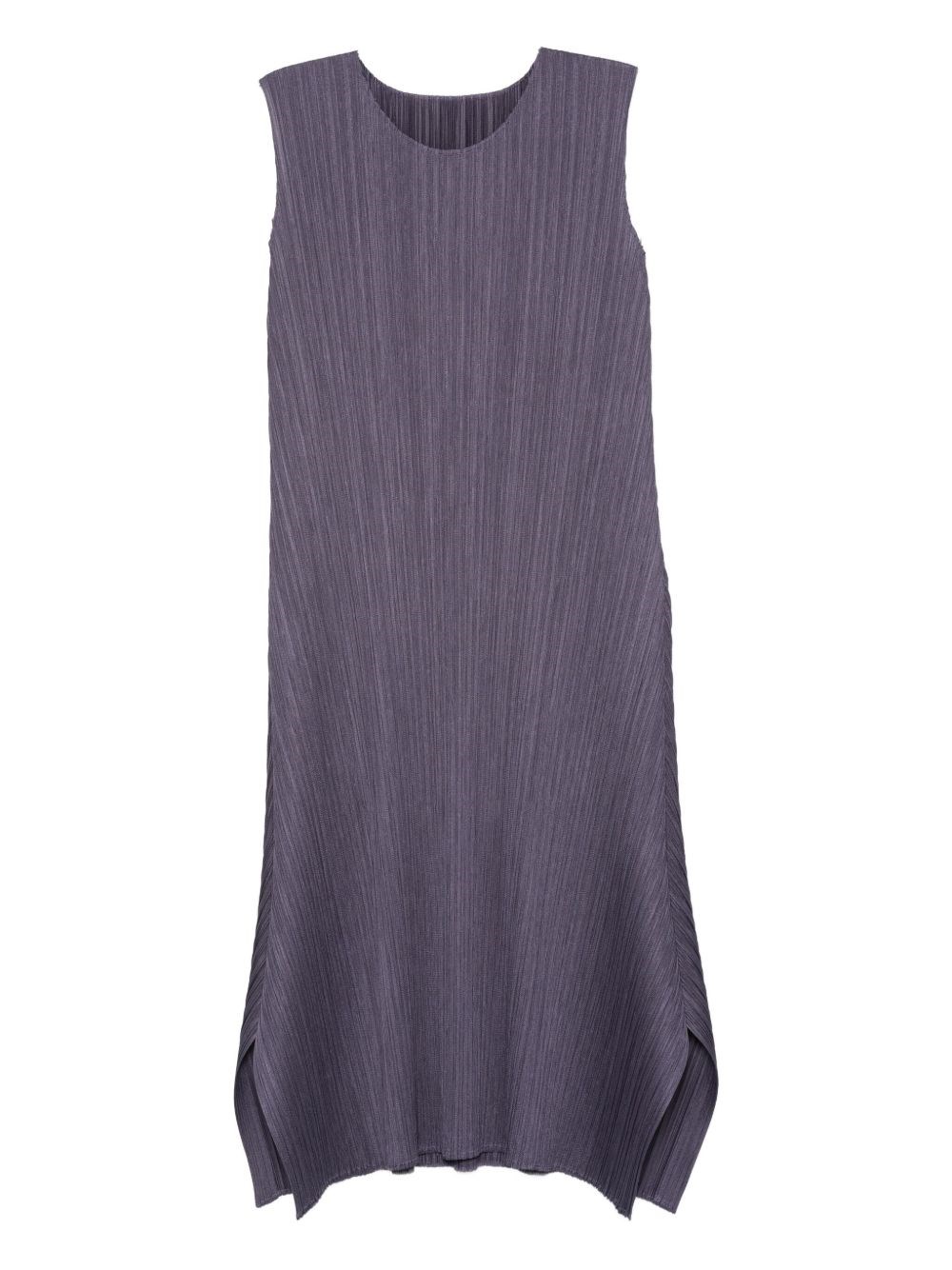 Issey Miyake Pleated Sleeveless Midi Dress In Gray