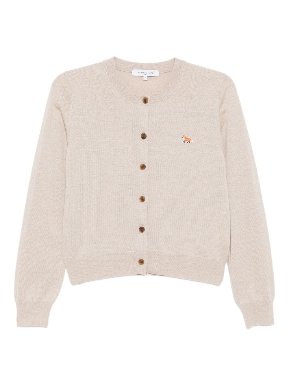 Maison Kitsuné Baby Fox Patch Cardigan In Sand