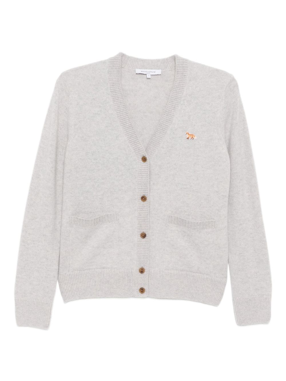 Maison Kitsuné Maison Kitsune' Baby Fox Wool Cardigan In Gray