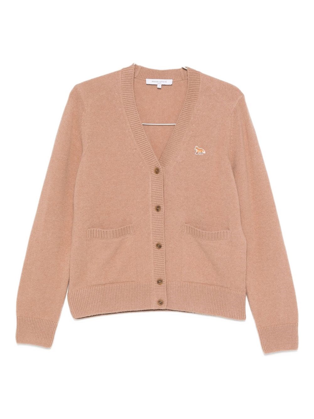 Maison Kitsuné Baby Fox Wool Cardigan In Brown