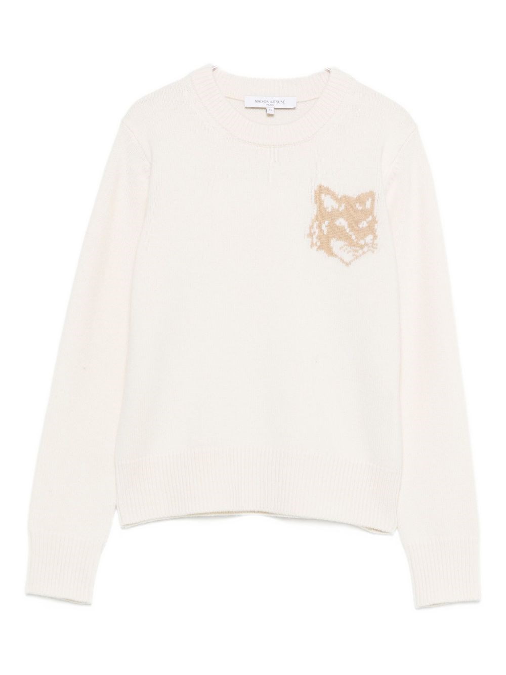 Maison Kitsuné Fox Head Wool Crewneck Jumper In Neutral