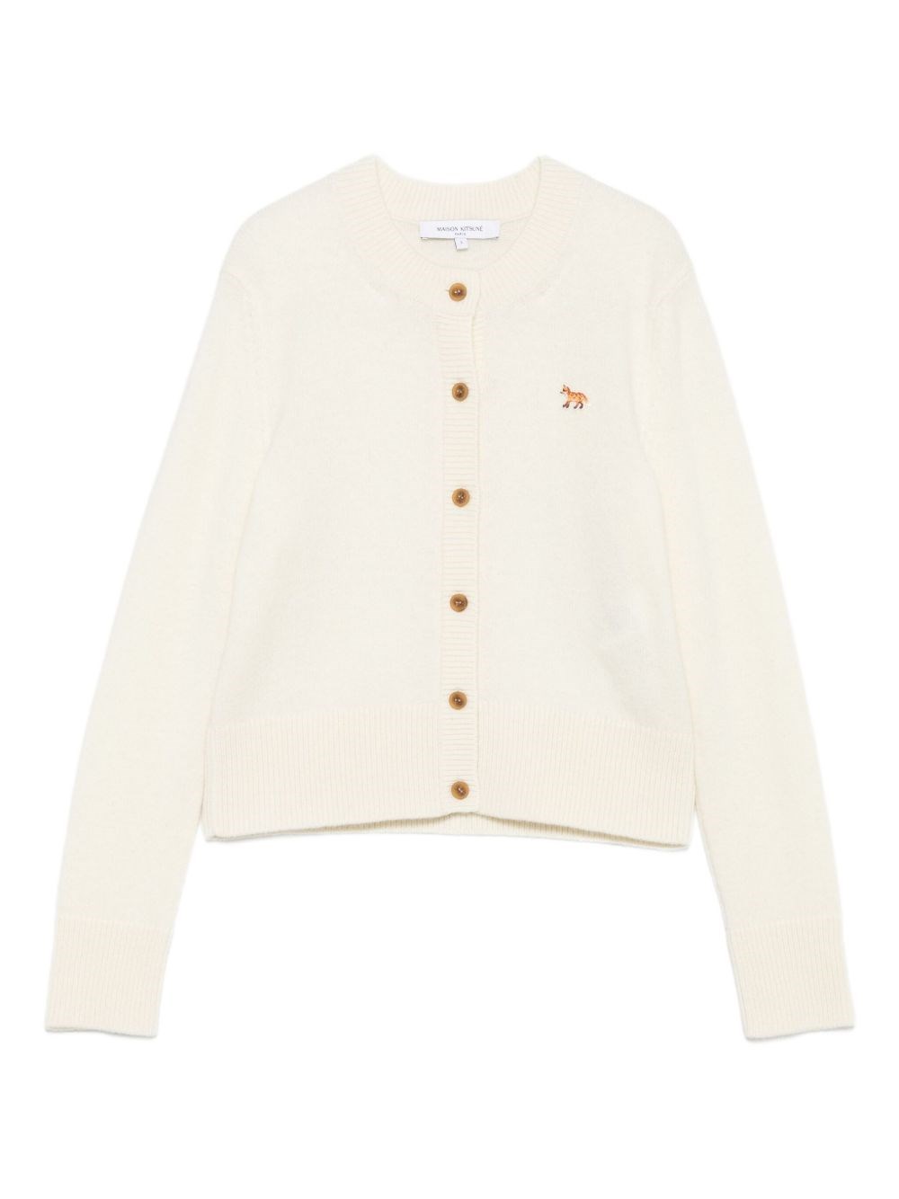 Maison Kitsuné Maison Kitsune' Baby Fox Wool Cardigan In Sand