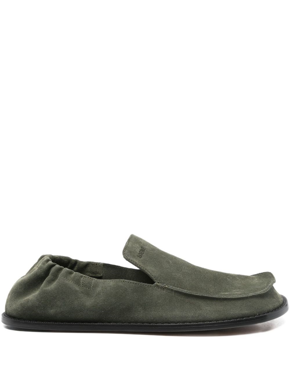 Loewe Men's Flex Suede Moc-toe Loafers In Green