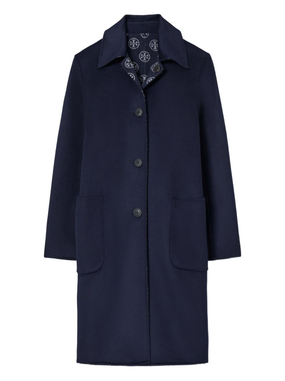 Tory Burch Reversible Wool Coat In Blue
