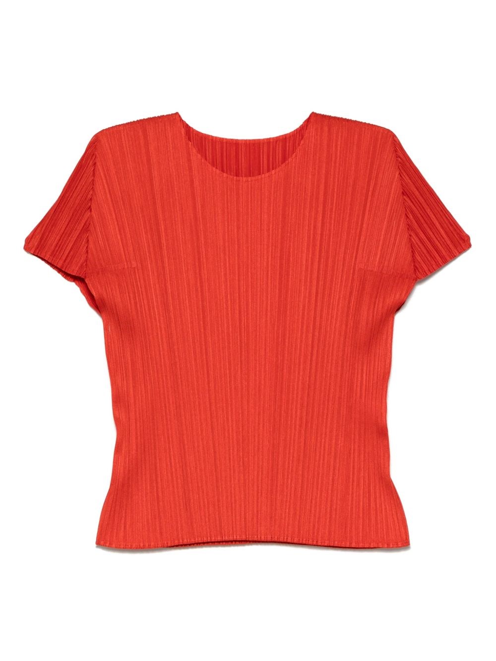 Issey Miyake Pleats Please  Pleated Top In Orange