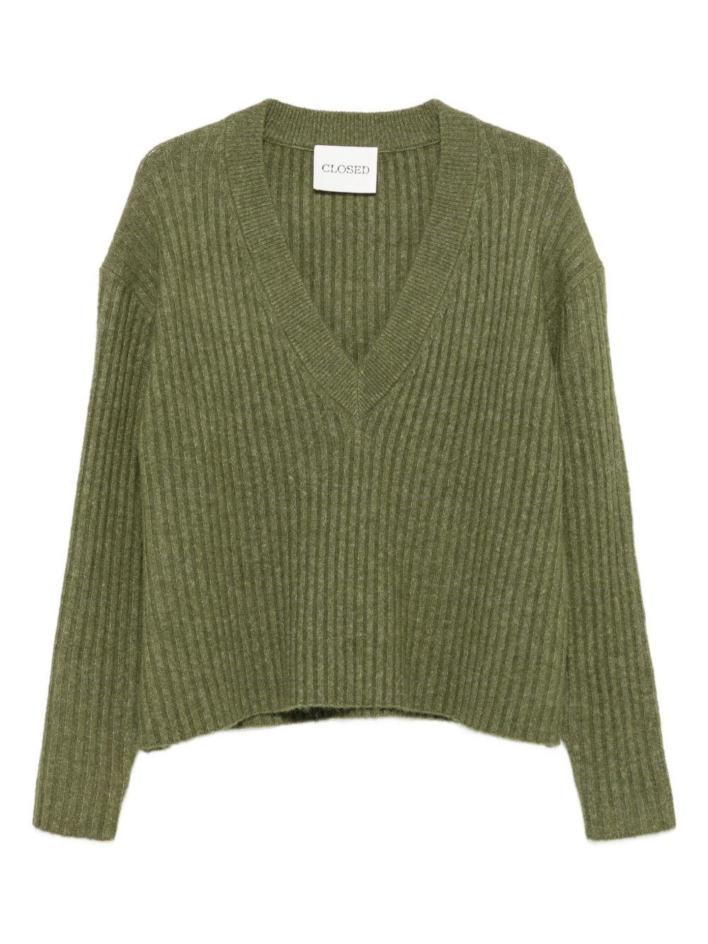 Closed Wool Blend V-necked Cardigan In Green