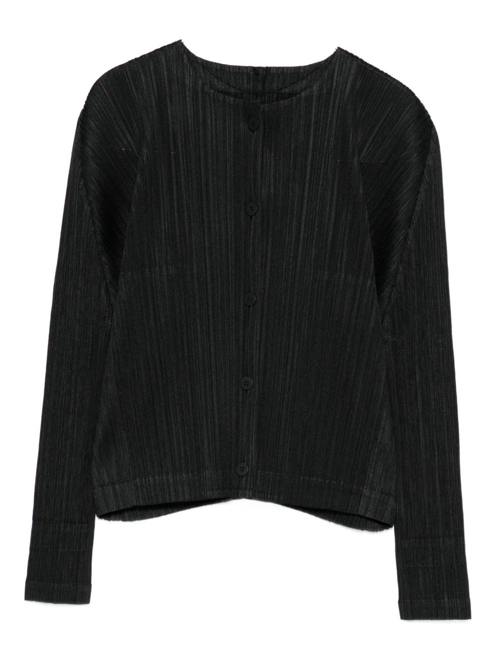 Issey Miyake Pleats Please Pleated Cardigan In Black