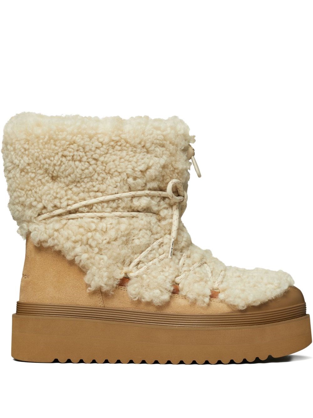 Tory Burch Cozy Shearling Ankle Boots Platform Sole In Brown