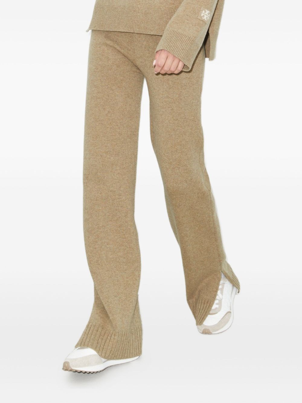 Tory Burch Wool Knitted Trousers In Nude