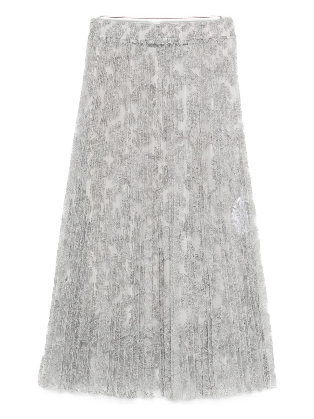 Ermanno Scervino Midi Skirt With Floral Lace Overlay In Blue