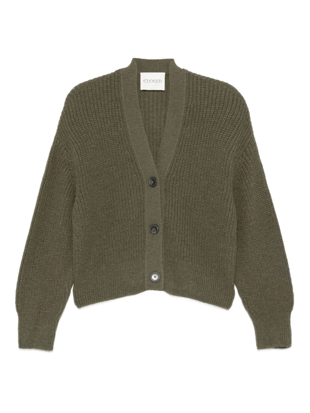 Closed Wool Blend V-necked Cardigan In Green