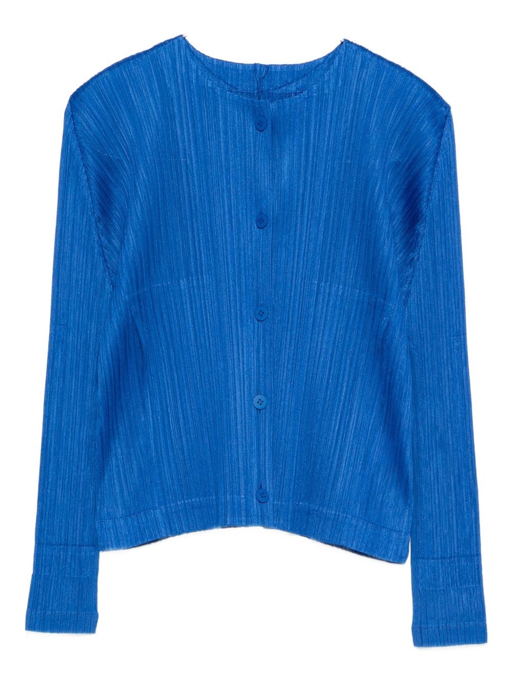 Issey Miyake Pleated Button-front Jacket In Blue