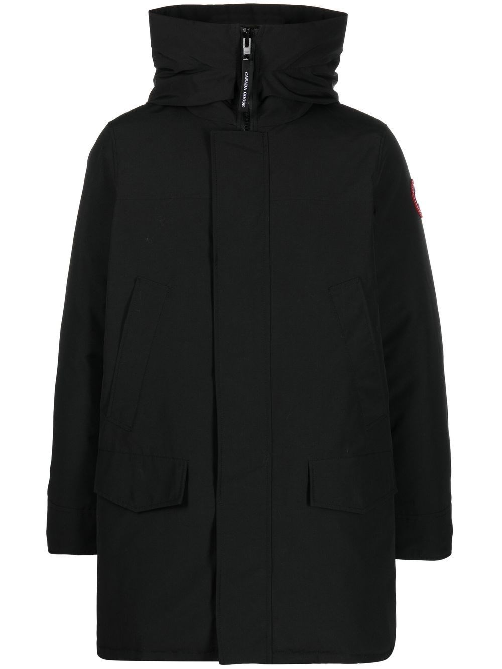 Canada Goose Long Hooded Parka Coat Featuring Pockets In Black