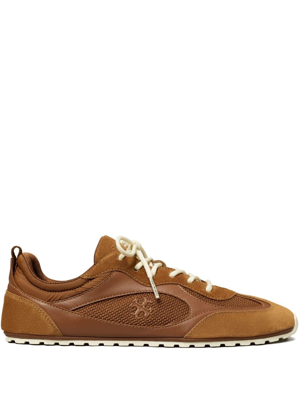 Tory Burch Travel Sneakers With Mesh And Suede Accents In Brown