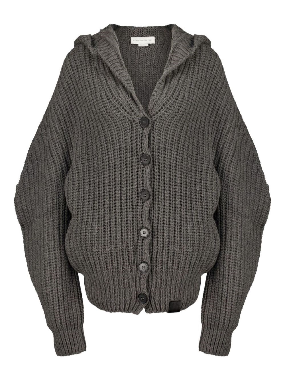 Stella Mccartney Hooded Ribbed Recycled-cashmere And Wool-blend Cardigan In Gray