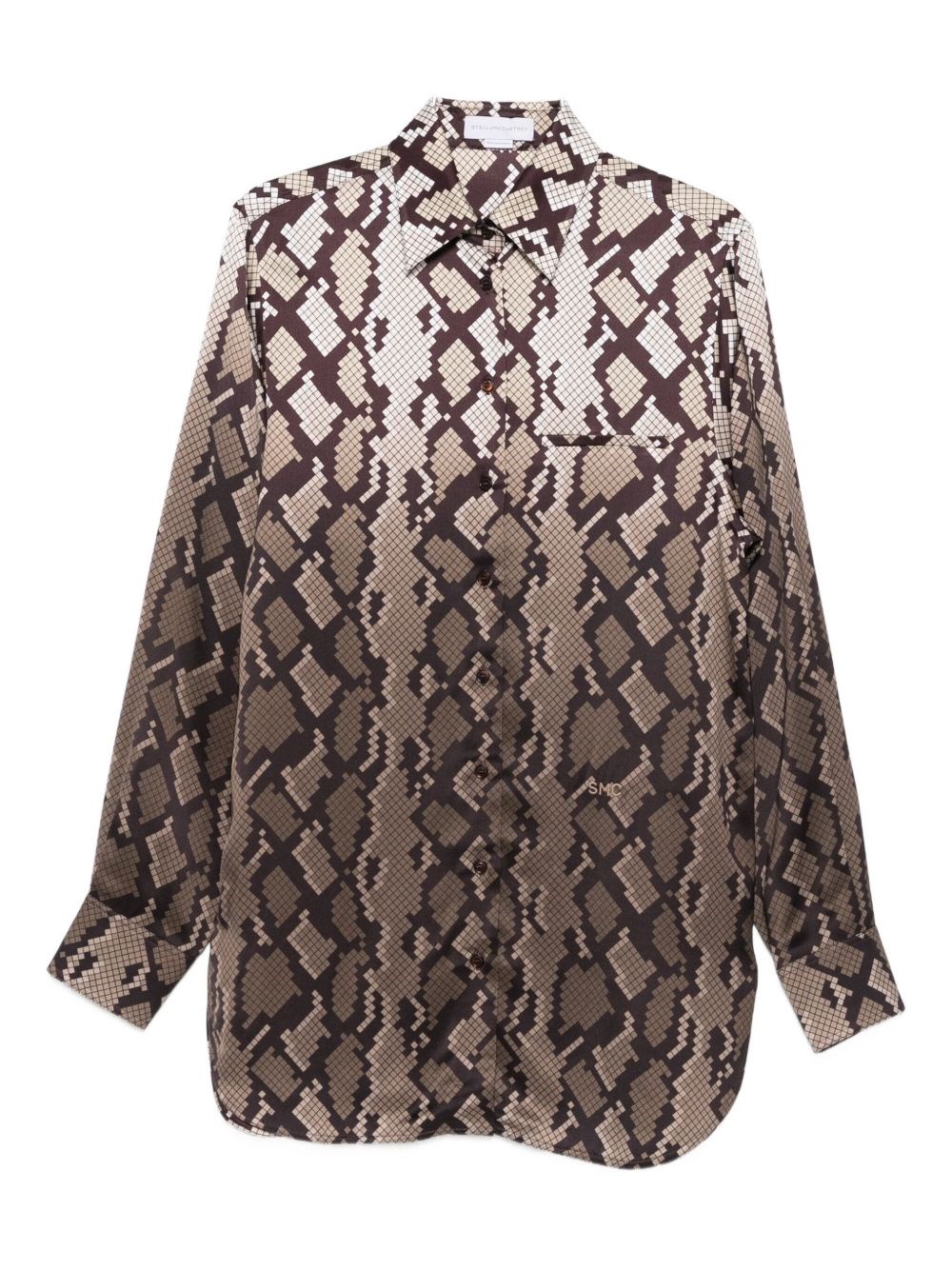 Stella Mccartney Long Sleeve Collared Shirt With Snake Print In White